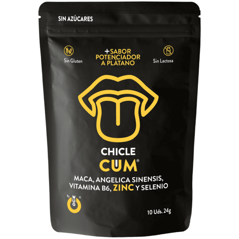 WUG CUM  Chicle funcional con sabor a plátano para potenciar la fertilidad, vitalidad y energía masculina