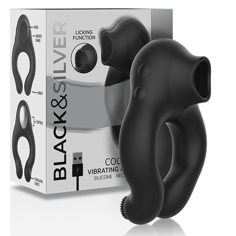 BLACKSILVER - ANILLO VIBRADOR SILICONA 3 MOTORES RECARGABLE NEGRO