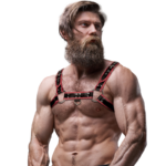 FETISH SUBMISSIVE ATTITUDE - ARNÉS ECOPIEL PECHO HOMBRE NEGRO/ROJO - Imagen 4