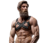 FETISH SUBMISSIVE ATTITUDE - ARNÉS BULLDOG AJUSTABLE NEOPRENO PECHO CRUZADO CON CREMALLERAS HOMBRE - Imagen 4