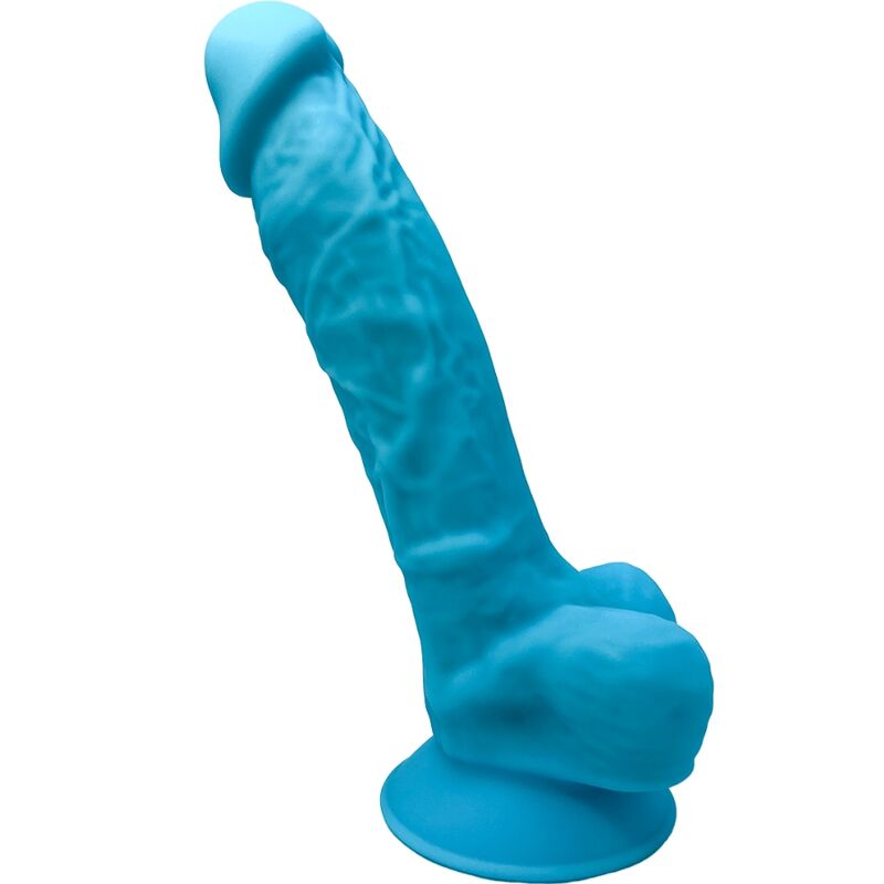 SILEXD - MODELO 1 PENE REALÍSTICO SILICONA PREMIUM SILEXPAN AZUL 17.5 CM