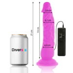DIVERSIA - DILDO REALÍSTICO FLEXIBLE CON VIBRACIÓN LILA 21 CM -O- 4.9 CM - Imagen 2
