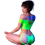 CHILIROSE - CR 4433 TOP  SHORTS VERDE S/M - Imagen 3