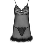 LIVCO CORSETTI FASHION - ZERUNAM SET BABYDOLL + TANGA NEGRO - Imagen 3