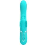 PRETTY LOVE - VIBRADOR RABBIT MULTIFUNCIÓN 4 EN 1 MARIPOSA VERDE AGUA - Imagen 2