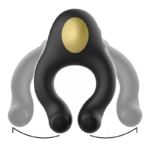 ARMONY - ANILLO VIBRADOR SILICONA 3 MOTORES RECARGABLE NEGRO - DORADO - Imagen 2