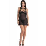LIVCO CORSETTI FASHION - KROLINA LC 90734 CHEMISE + TANGA NEGRO S/M - Imagen 3