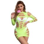 SUBBLIME - 952280 VESTIDO DE REJILLA ELÁSTICO MANGA LARGA VERDE TALLA ÚNICA - Imagen 4