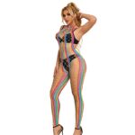 SUBBLIME - 952358 BODYSTOCKING DE REJILLA CUELLO HALTER ARCOIRIS XS/M - Imagen 3