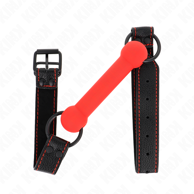 img_187727_1b0636ecfbe05e2f0f920902bd58791b_1.png KINK - MORDAZA FORMA DE HUESO CON CORREA POLIPIEL ROJO AJUSTABLE 41-57 CM - Imagen 1