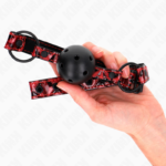 KINK - MORDAZA DE BOLA 4.5 CM CON PATRÓN DE DIAMANTE MODELO 2 64.5 CM AJUSTABLE 42- 60 CM - Imagen 3