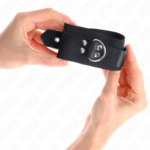 KINK - MUÑEQUERAS DE NYLON NEGRO CON CORREA CUERO NEGRO AJUSTABLE 19-29 CM X 5.1 CM - Imagen 3