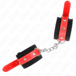 KINK - MUÑEQUERAS DE NYLON NEGRO CON CORREA POLIPIEL ROJO AJUSTABLE 19-24 CM X 5.5 CM - Imagen 2