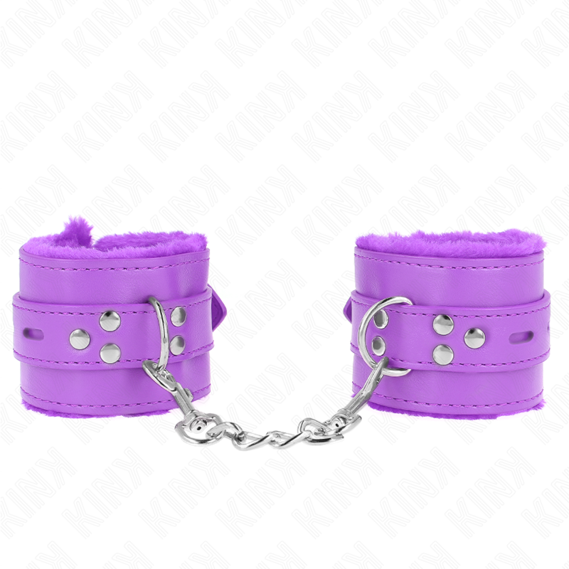 img_189359_524d66668b73d071a5e2fdb44b4e7402_1.png KINK - MUÑEQUERAS FORRADAS CON AGUJEROS CUADRADOS VIOLETA Y CORREA VIOLETA AJUSTABLE 17-29 CM X 6 CM - Imagen 1