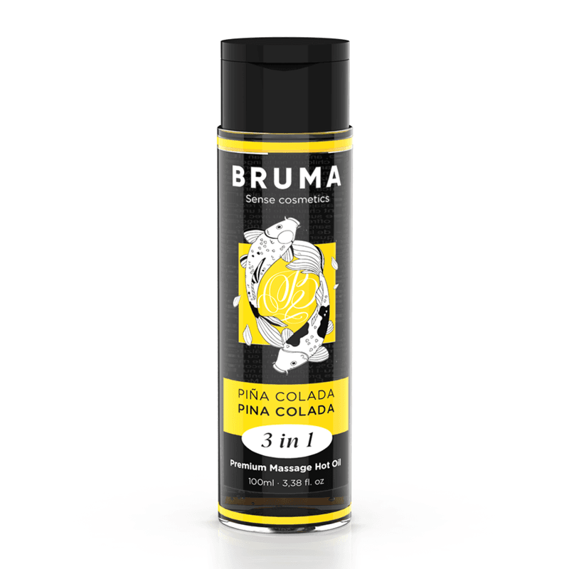 BRUMA - ACEITE DE MASAJE PREMIUM EFECTO CALOR SABOR PIÑA COLADA 3 EN 1 - 100 ML