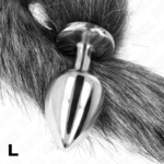 KINK - PLUG ANAL TALLA L 10 X 4 CM CON COLA SINTÉTICA 40 CM PLATEADO - Imagen 3