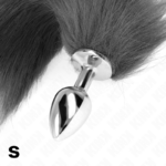 KINK - PLUG ANAL TALLA S 7 X 3 CM CON COLA SINTÉTICA 40 CM PLATEADO Y BLANCO - Imagen 4