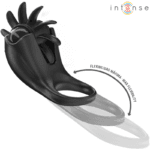 INTENSE - MABEL ANILLO VIBRADOR 10 VIBRACIONES CON ESTIMULADOR DE CLÍTORIS NEGRO - Imagen 3