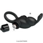 PRETTY LOVE - ANILLO VIBRADOR + ESTIMULADOR RABBIT CLÍTORIS 10 VIBRACIONES NEGRO - Imagen 5