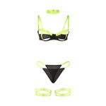 SUBBLIME - 955274 SET SUJETADOR CON COLLAR Y DETALLES PARA PIERNAS VERDE FLUORESCENTE S/M - Imagen 5