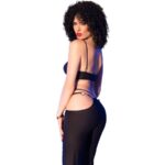 CHILIROSE - CR 4851 SET TOP NEGRO Y LEGGINS CON COMPLEMENTOS DORADOS - Imagen 2