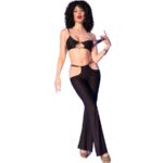 CHILIROSE - CR 4851 SET TOP NEGRO Y LEGGINS CON COMPLEMENTOS DORADOS - Imagen 3