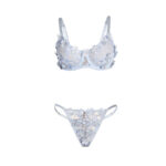 SUBBLIME - 957629 CONJUNTO SUJETADOR Y PANTIES CON BORDADOS DE FLORES CELESTE S/M - Imagen 5