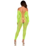 LEG AVENUE - BODYSTOCKING SIN ENTREPIERNA DE ENCAJE DE SERPIENTE EXÓTICA VERDE NEÓN - Imagen 2