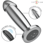 INTENSE - PLUG ANAL 10 VIBRACIONES METAL EN FORMA DE DILDO CON CONTROL REMOTO M - Imagen 3