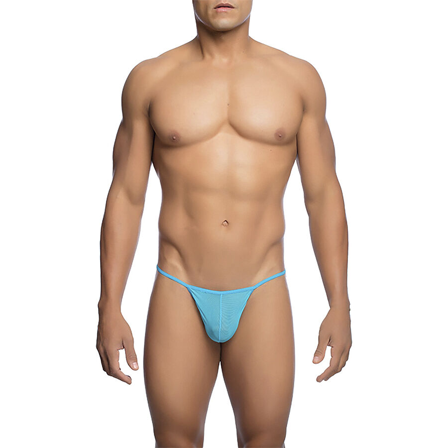 MOB - TANGA TRANSPARENTE CON FORMA DE T AQUA TALLA S/M