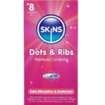 SKINS - DOTS  RIBS PRESERVATIVOS PREMIUM PACK 8