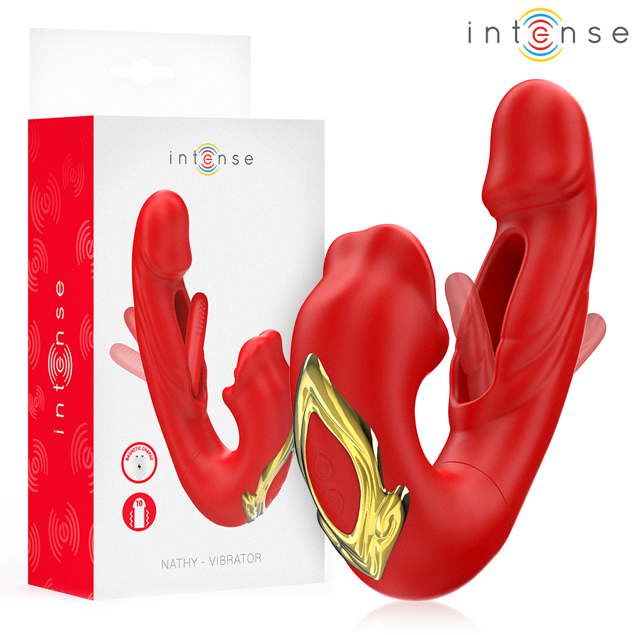 img_213948_7986e8c4fdc1e446d91e3f8a29dfc91d_1.png INTENSE - NATHY VIBRADOR DOBLE CON BOCA ESTIMULADORA MULTIFUNCIÓN ROJO - Imagen 1