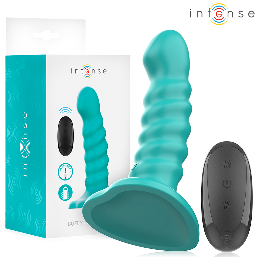 img_214107_921eba93607f8fe86f7ac8edd87995da_1.png INTENSE - BUFFY VIBRADOR TALLA S DISEÑO EN ESPIRAL 10 VIBRACIONES AZUL CONTROL REMOTO - Imagen 1
