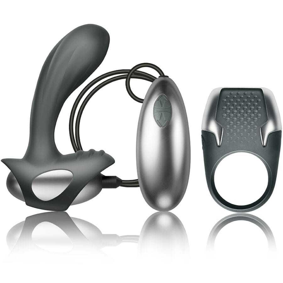 CLIMAXIMUM - EXCITE KIT ANILLO PARA PENE + MASAJEADOR PRÓSTATA CON CABLE