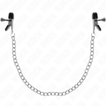 KINK - PINZAS PARA PEZONES PLANAS NEGRO CON CADENA PLATEADO 34 CM