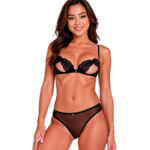 PASSION - INTIMARI SET SUJETADOR + BRAGAS NEGRO L/XL