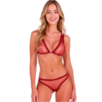 PASSION - BELISSANA SET SUJETADOR + TANGA BURDEOS L/XL