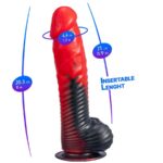 SILEXD - DEVIL DILDO FANTASY SILICONA LIQUIDA TERMOREACTIVO ROJO NEGRO 20.3 CM - Imagen 2