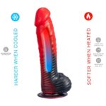 SILEXD - DEVIL DILDO FANTASY SILICONA LIQUIDA TERMOREACTIVO ROJO NEGRO 20.3 CM - Imagen 5