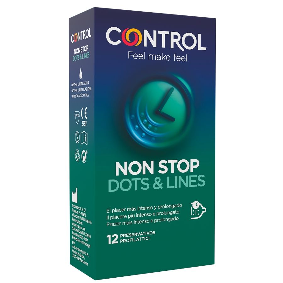 CONTROL - NONSTOP PUNTOS Y ESTRÍAS PRESERVATIVOS 12 UNIDADES