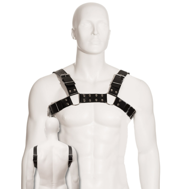 img_90296_953199499b443ede385411be18e11e5d_1.png LEATHER BODY - BLACK BULL DOG HARNESS - Imagen 1