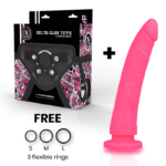DELTA CLUB - TOYS DILDO + ARNES ROSA SILICONA MEDICA 20 CM -O- 4 CM - Imagen 2
